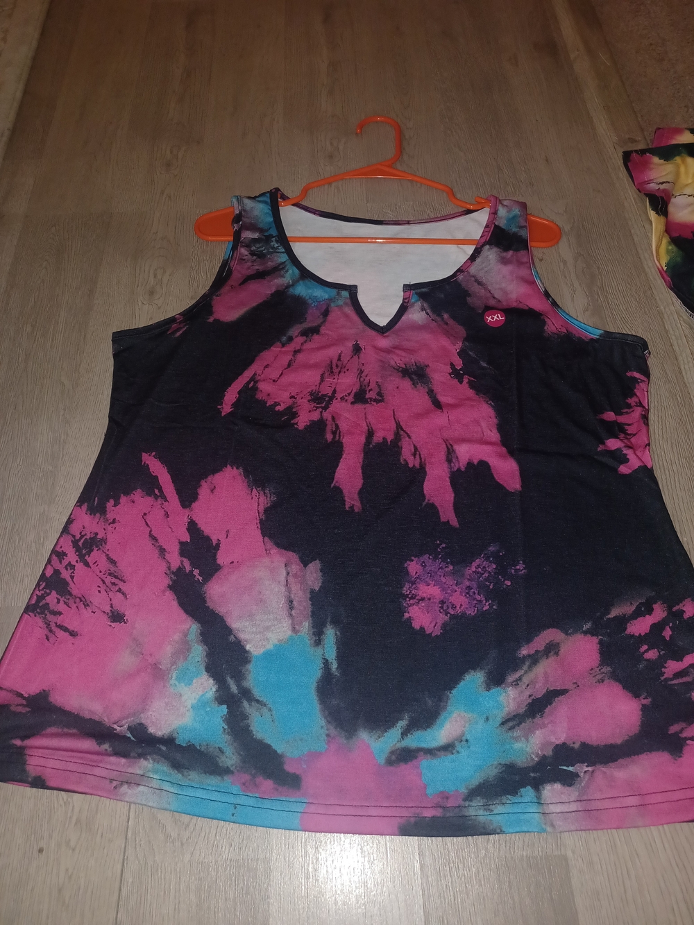Brand New Tie-Dye Notch Neck Tank Top - Pink & Blue